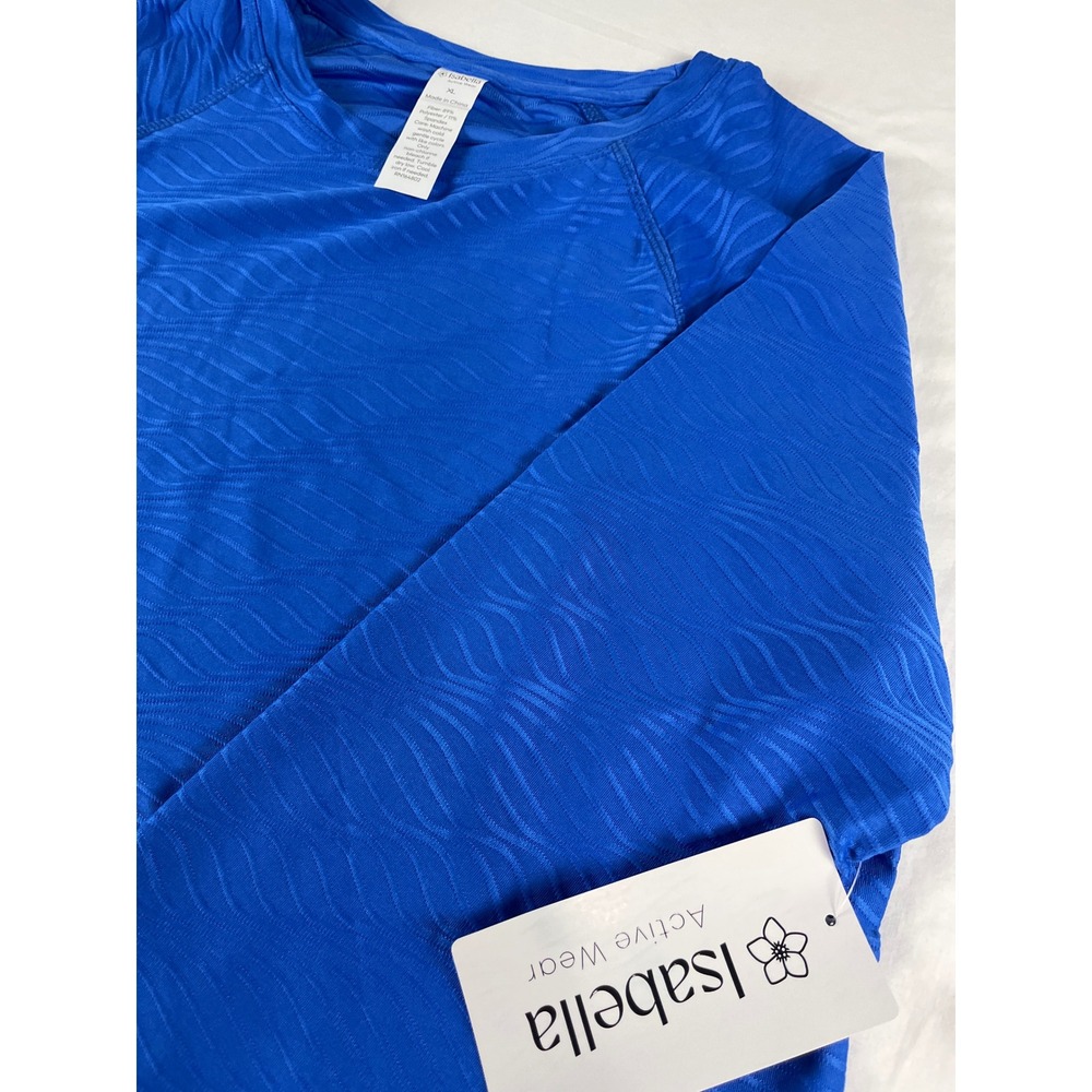 Isabella Active‎ Wear Long Sleeve Crop Top Athletic Shirt Blue XL NWT